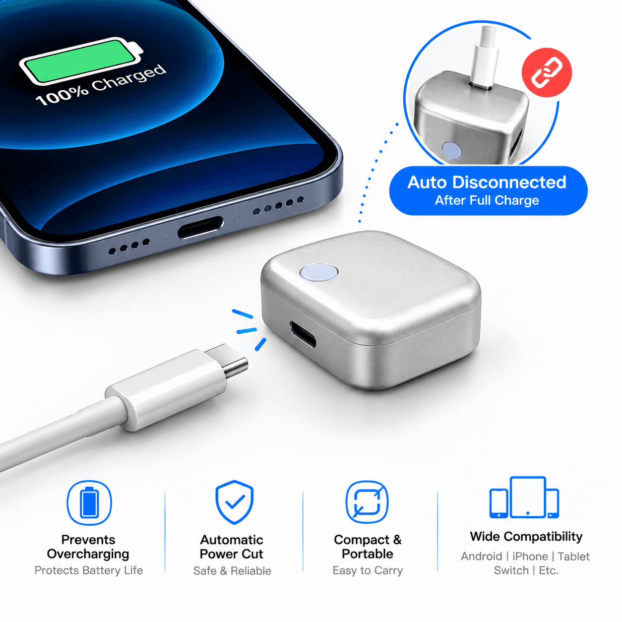 Auto type-C charger disconnector